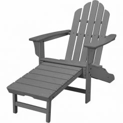 Hanover All-Weather Contoured Adirondack Chair with Hideaway Ottoman, White, HVLNA15WH -Hanover Sales 1246915