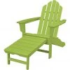 Hanover All-Weather Contoured Adirondack Chair with Hideaway Ottoman, White, HVLNA15WH