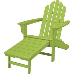 Hanover All-Weather Contoured Adirondack Chair with Hideaway Ottoman, White, HVLNA15WH