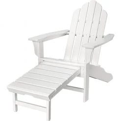 Hanover All-Weather Contoured Adirondack Chair with Hideaway Ottoman, White, HVLNA15WH -Hanover Sales 1246922