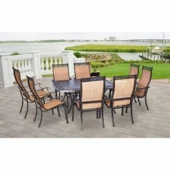 Hanover Manor 9-Piece Outdoor Dining Set with Large Square Table, MANDN9PCSQ -Hanover Sales 1246946 A4