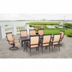 Hanover Manor 9-Piece Outdoor Dining Set with Two Swivel Rockers, MANDN9PCSW-2 -Hanover Sales 1246947 A4