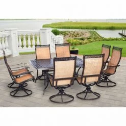 Hanover Manor 9-Piece Outdoor Dining Set with Large Square Table & Eight Swivel Rockers, MANDN9PCSWSQ-8 -Hanover Sales 1246949 A4