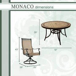 Hanover Monaco 5-Piece Dining Set with Sling-Back Chairs, MONACO5PCSW -Hanover Sales 1247006 A8