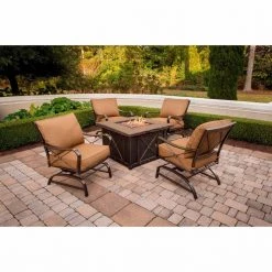 Hanover Stone Harbor 5 pc. Fire Pit Lounge Set, STONEHARBR5PC -Hanover Sales 1247129 A5