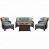 Hanover Strathmere 6-Piece Lounge Set with Tan Tile Top Fire Pit Table, 40k BTU, STRATH6PCFP-TAN-WG -Hanover Sales 1247143