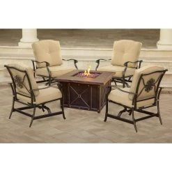Hanover Summer Night 5-Piece Fire Pit Conversation Set with Natural Oat Cushions, 30k BTU, SUMMRNGHT5PCTAN 7 Hanover Summer Night 5-Piece Fire Pit Conversation Set with Natural Oat Cushions, 30k BTU, SUMMRNGHT5PCTAN -Hanover Sales 1247178 A6