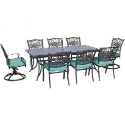 Hanover Traditions 9-Piece Dining Set with Six Dining Chairs & Two Swivel Rocker, TRAD9PCSW2-BLU