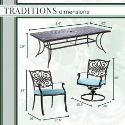 Hanover Traditions 9-Piece Dining Set with Six Dining Chairs & Two Swivel Rocker, TRAD9PCSW2-BLU -Hanover Sales 1247182 A2