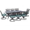 Hanover Traditions 9-Piece Dining Set with Eight Swivel Dining Chairs, TRAD9PCSW8-BLU -Hanover Sales 1247183