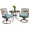 Hanover Traditions 3-Piece Bistro Set, Blue with 32 in. Cast-Top Table, TRADDN3PCSW-BLU -Hanover Sales 1247185