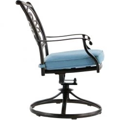 Hanover Traditions 3-Piece Bistro Set, Blue with 32 in. Cast-Top Table, TRADDN3PCSW-BLU -Hanover Sales 1247185 A8