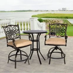 Hanover Traditions 3-Piece High-Dining Outdoor Bistro Set, TRADDN3PCSW-BR -Hanover Sales 1247186 A9
