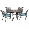 Hanover Traditions 5-Piece Dining Set, Blue with 48 in. Cast-Aluminum Table, TRADDN5PC-BLU 1 Hanover Traditions 5-Piece Dining Set, Blue with 48 in. Cast-Aluminum Table, TRADDN5PC-BLU -Hanover Sales 1247187