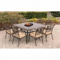 Hanover Traditions 9-Piece Square Dining Set with a Large 60 x 60 in. Cast-Aluminum Dining Table, TRADDN9PCSQ -Hanover Sales 1247192 A4