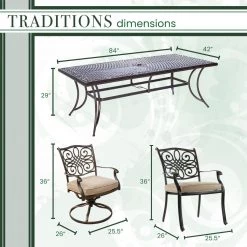 Hanover Traditions 9-Piece Dining Set with Six Dining Chairs, Two Swivel Rockers & Extra-Long Dining Table, TRADDN9PCSW-2 14 Hanover Traditions 9-Piece Dining Set with Six Dining Chairs, Two Swivel Rockers & Extra-Long Dining Table, TRADDN9PCSW-2 -Hanover Sales 1247194 A2