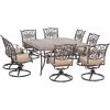 Hanover Traditions 9-Piece Outdoor Dining Set with Large 60 in. Square Cast-Top Dining Table, TRADDN9PCSWSQ-8 -Hanover Sales 1247196