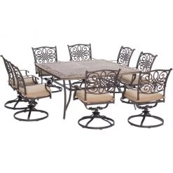 Hanover Traditions 9-Piece Outdoor Dining Set with Large 60 in. Square Cast-Top Dining Table, TRADDN9PCSWSQ-8