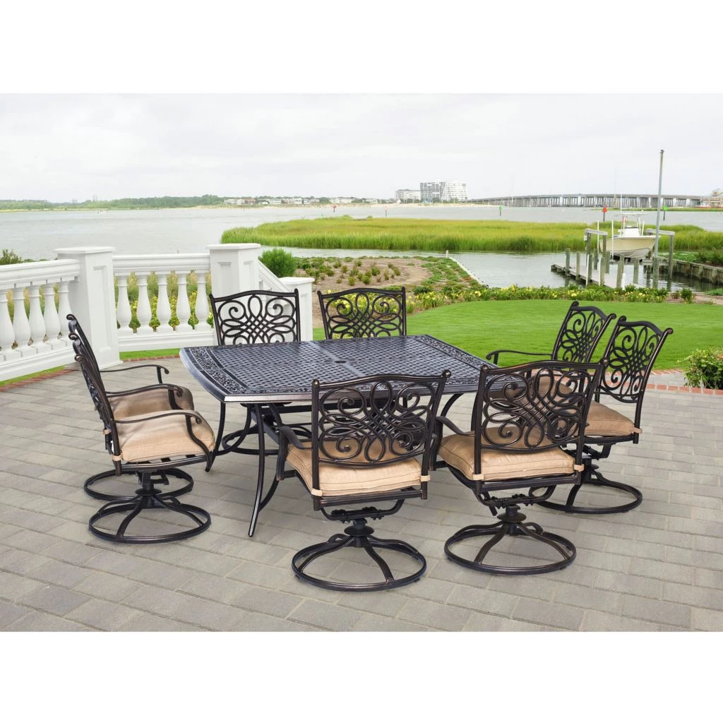 Hanover Traditions 9-Piece Outdoor Dining Set with Large 60 in. Square Cast-Top Dining Table, TRADDN9PCSWSQ-8 12 Hanover Traditions 9-Piece Outdoor Dining Set with Large 60 in. Square Cast-Top Dining Table, TRADDN9PCSWSQ-8 - Image 10