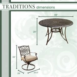 Hanover Traditions 5-Piece Outdoor Dining Set with Four Swivel Rockers & 48 in. Round Table, TRADITIONS5PCSW -Hanover Sales 1247209 A2