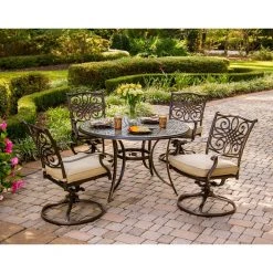 Hanover Traditions 5-Piece Outdoor Dining Set with Four Swivel Rockers & 48 in. Round Table, TRADITIONS5PCSW -Hanover Sales 1247209 A9