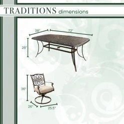 Hanover Traditions 7-Piece Outdoor Dining Set with Six Swivel Dining Chairs & Large 72 x 38 in. Dining Table, TRADITIONS7PCSW-6 -Hanover Sales 1247212 A2