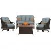 Hanover Ventura 4-piece Fire Pit Chat Set with Tan Porcelain Tile Top, 40k BTU, VEN4PCFP-BLU-TN -Hanover Sales 1247229