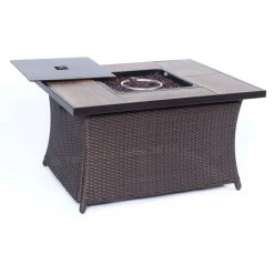 Hanover Ventura 4-piece Fire Pit Chat Set with Wood Grain Tile Top, 40k BTU, VEN4PCFP-BLU-WG 14 Hanover Ventura 4-piece Fire Pit Chat Set with Wood Grain Tile Top, 40k BTU, VEN4PCFP-BLU-WG -Hanover Sales 1247230 A3