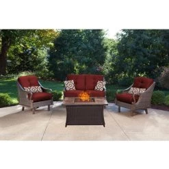 Hanover Ventura 4-piece Fire Pit Chat Set with Wood Grain Tile Top, 40k BTU, VEN4PCFP-BLU-WG 17 Hanover Ventura 4-piece Fire Pit Chat Set with Wood Grain Tile Top, 40k BTU, VEN4PCFP-BLU-WG -Hanover Sales 1247236