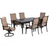 Hanover Brigantine 7 pc. Dining Set with Cast-Top Dining Table, 2 Sling Swivel Rockers, & 4 Sling Dining Chairs, BRIGDN7PCSW-2 -Hanover Sales 1342810