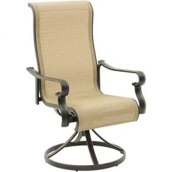 Hanover Brigantine 7-Piece Dining Set with an Expandable Cast-Top Dining Table and 6 Sling Swivel Rockers, BRIGDN7PCSW6-EX -Hanover Sales 1342812 A2