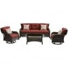 Hanover Strathmere 4 pc. Outdoor Lounge Set In Crimson Red, STRATH4PCSW-S-RED -Hanover Sales 1342832