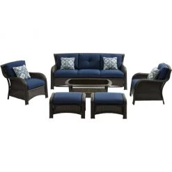 Hanover Strathmere 6-Piece Lounge Set in Navy Blue, STRATH6PC-S-NVY