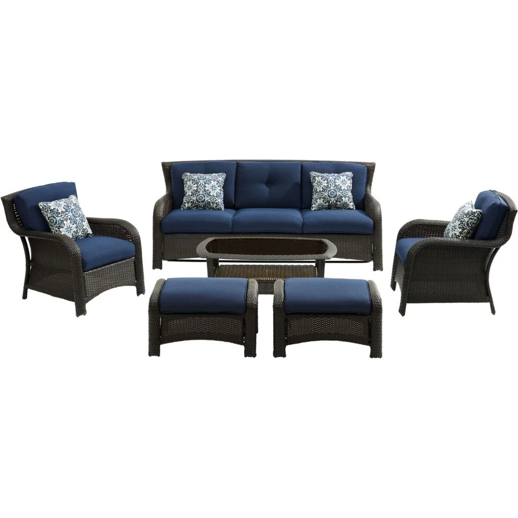 Hanover Strathmere 6-Piece Lounge Set in Navy Blue, STRATH6PC-S-NVY 3 Hanover Strathmere 6-Piece Lounge Set in Navy Blue, STRATH6PC-S-NVY