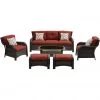 Hanover Strathmere 6 pc. Lounge Set in Crimson Red, STRATH6PC-S-RED -Hanover Sales 1342835
