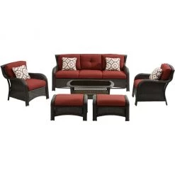 Hanover Strathmere 6 pc. Lounge Set in Crimson Red, STRATH6PC-S-RED