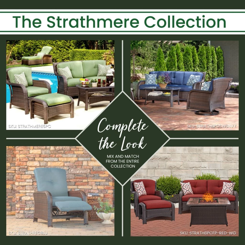 Hanover Strathmere 6 pc. Lounge Set in Crimson Red, STRATH6PC-S-RED 6 Hanover Strathmere 6 pc. Lounge Set in Crimson Red, STRATH6PC-S-RED - Image 4