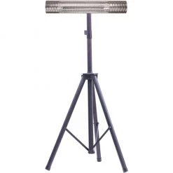 Hanover 30.7 in. Electric Carbon Infrared Heat Lamp with Remote Control and Tripod Stand, Silver/Black, HAN1031ICSLV-TP