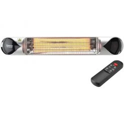 Hanover 35.4 in. Electric Carbon Infrared Heat Lamp with Remote Control, Silver, HAN1051IC-SLV