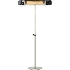 Hanover 35.4 in. Electric Carbon Infrared Heat Lamp with Remote Control and Adjustable Pole Stand, Black/Silver, HAN1052ICBLK-SD