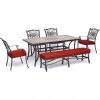Hanover Monaco 6 pc. Dining Set with Tile-Top Table, MONDN6PCBN-RED -Hanover Sales 1375429