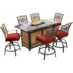 Hanover Traditions 7 pc. High Dining Set, TRAD7PCFPBR-RED