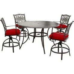 Hanover Traditions 5 pc. High Dining Set, TRADDN5PCBR-RED
