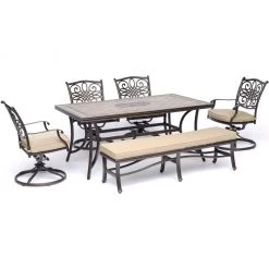 Hanover Monaco 6 pc. Patio Dining Set, Tan, MONDN6PCSW4BN-TAN