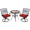 Hanover Traditions 3 pc. Swivel Bistro Set, Red, 30 in. Table, TRADDN3PCSWG-R 2 Hanover Traditions 3 pc. Swivel Bistro Set, Red, 30 in. Table, TRADDN3PCSWG-R -Hanover Sales 1375563