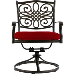 Hanover Traditions 3 pc. Swivel Bistro Set, Red, 30 in. Table, TRADDN3PCSWG-R -Hanover Sales 1375563 A7