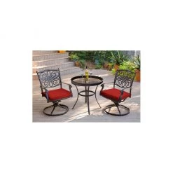 Hanover Traditions 3 pc. Swivel Bistro Set, Red, 30 in. Table, TRADDN3PCSWG-R -Hanover Sales 1375563 A8