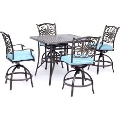 Hanover Traditions 5 pc. High-Dining Set, Blue, TRADDN5PCSQBR-B