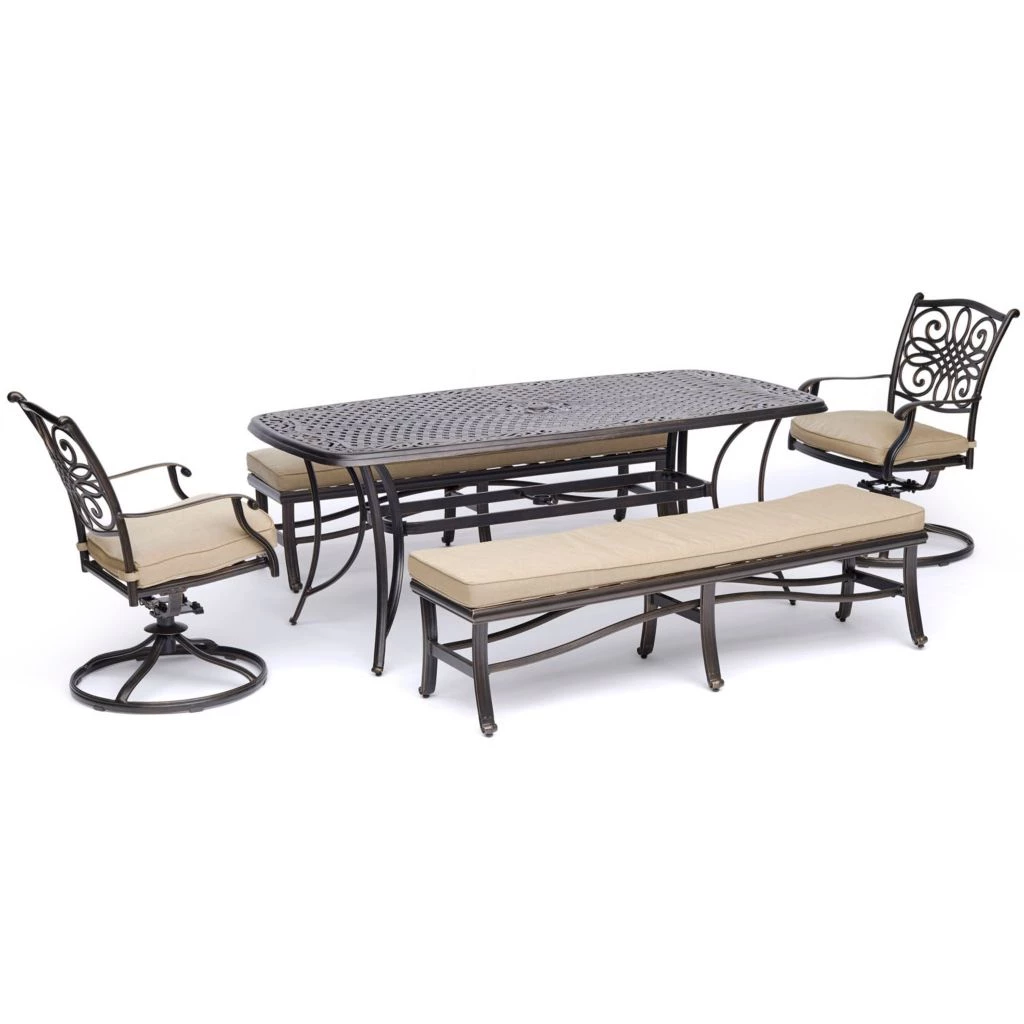 Hanover Traditions 5 pc. Patio Dining Set, Tan, TRADDN5PCSW2BN-TAN 3 Hanover Traditions 5 pc. Patio Dining Set, Tan, TRADDN5PCSW2BN-TAN