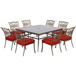 Hanover Traditions 9 pc. Dining Set, Red, TRADDN9PCSQG-RED